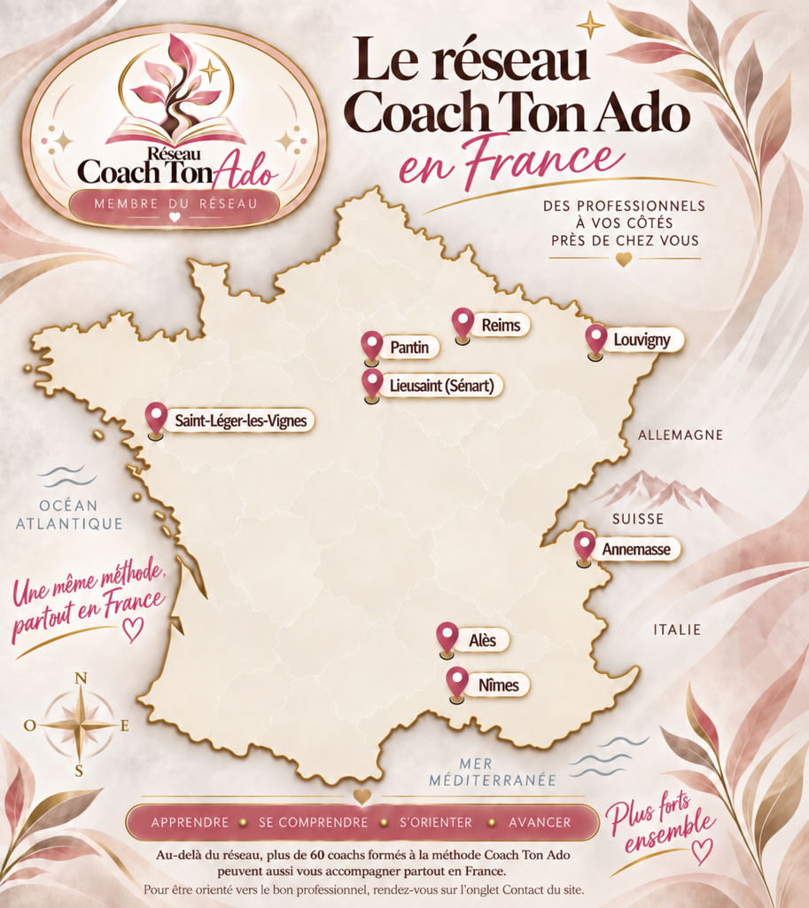 Carte des professionnels du Réseau Coach Ton Ado en France